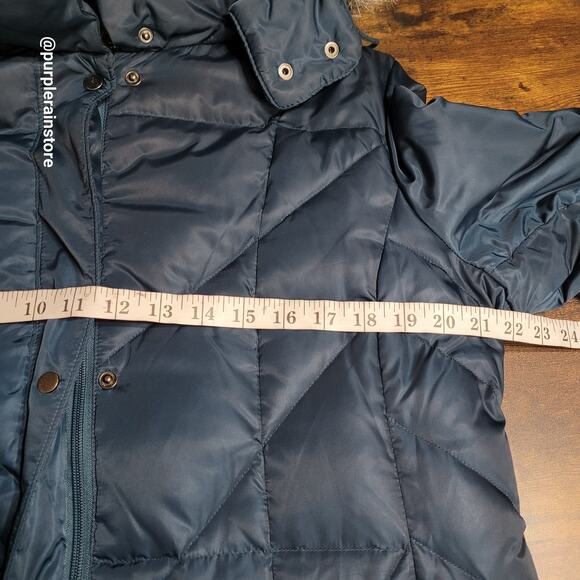Jones New York Down Quilted Puffer Parka XL Faux Fur Blue Preppy Outdoor Winter - Picture 11 of 16